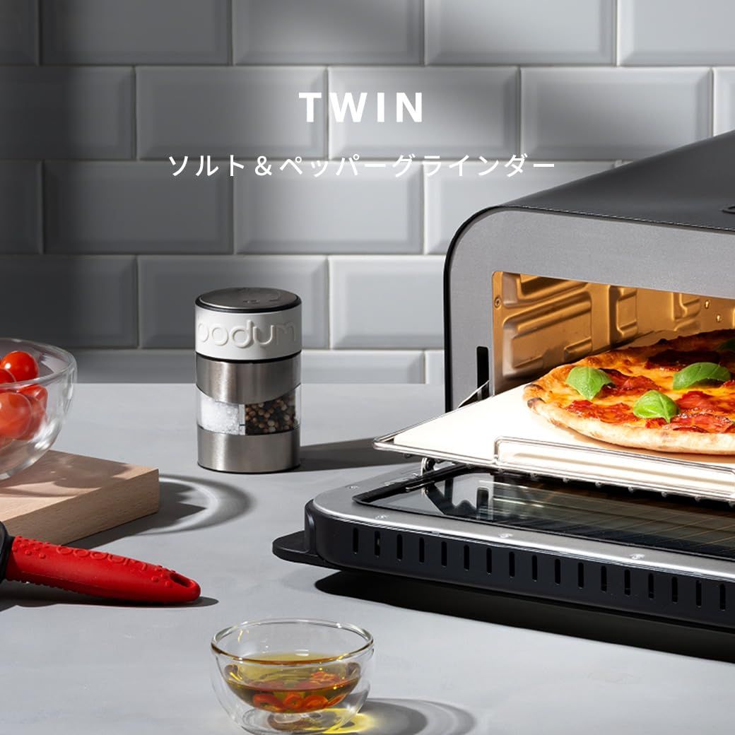 BODUM ボダム 手動 ミル グラインダー TWIN ソルト-ペッパーグラインダー ブラック 塩胡椒挽き 一台二役 粗さ調節 詰め替え アウトドア 11002-01-1
