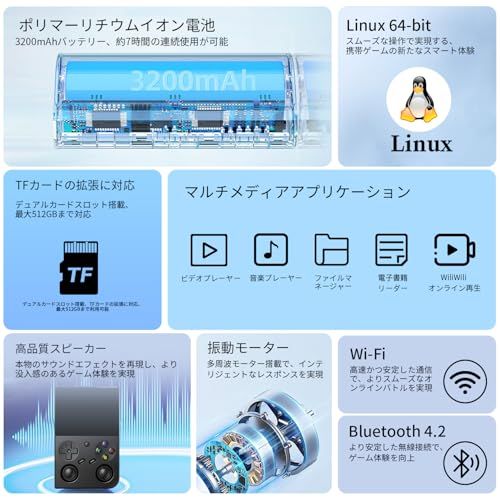  RG 35 XX Pro 携帯型ゲーム機Linuxシステ IPSOCAフルスクリーン 振動モーター WiFiオンライン対戦 黒です po 352 be 4 f 0 その他 キッチン 食器