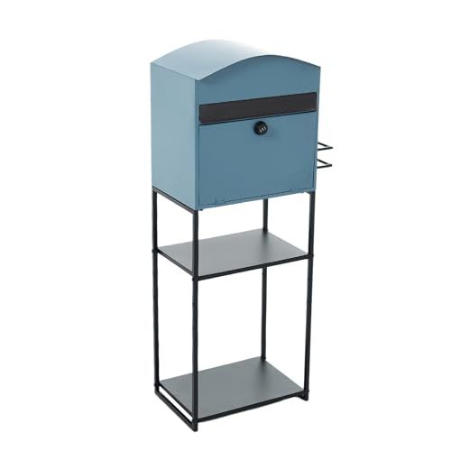 迅速に発送 ポスト 置き型 スタンドポスト 大型 郵便受け 大容量 一戸建て用 おしゃれ 北欧 レトロ アンティーク メールボックス A 4対応 新聞受け ダイヤル錠 傘立て付 ブルーグリーン 8 e 20 29 c