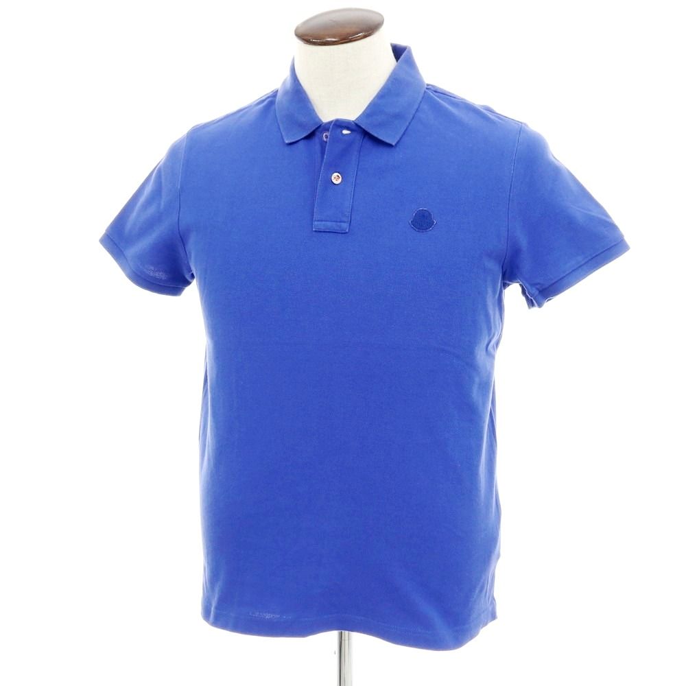 中古】モンクレール MONCLER 鹿の子コットン 半袖ポロシャツ ブルー