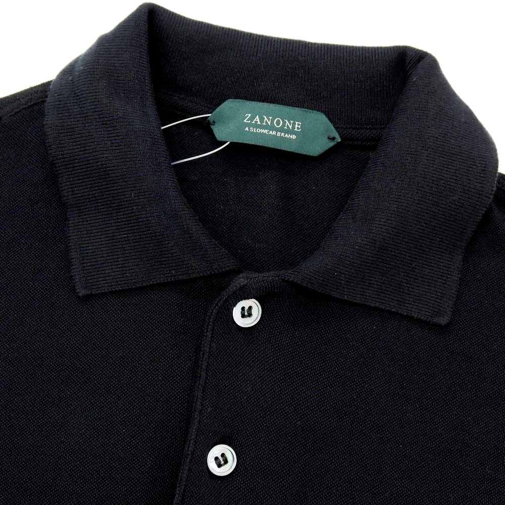 【名作！必須！】ザノーネ　半袖 中古】ザノーネ ZANONE アイスピケコットン 半袖ポロシャツ ブラック
