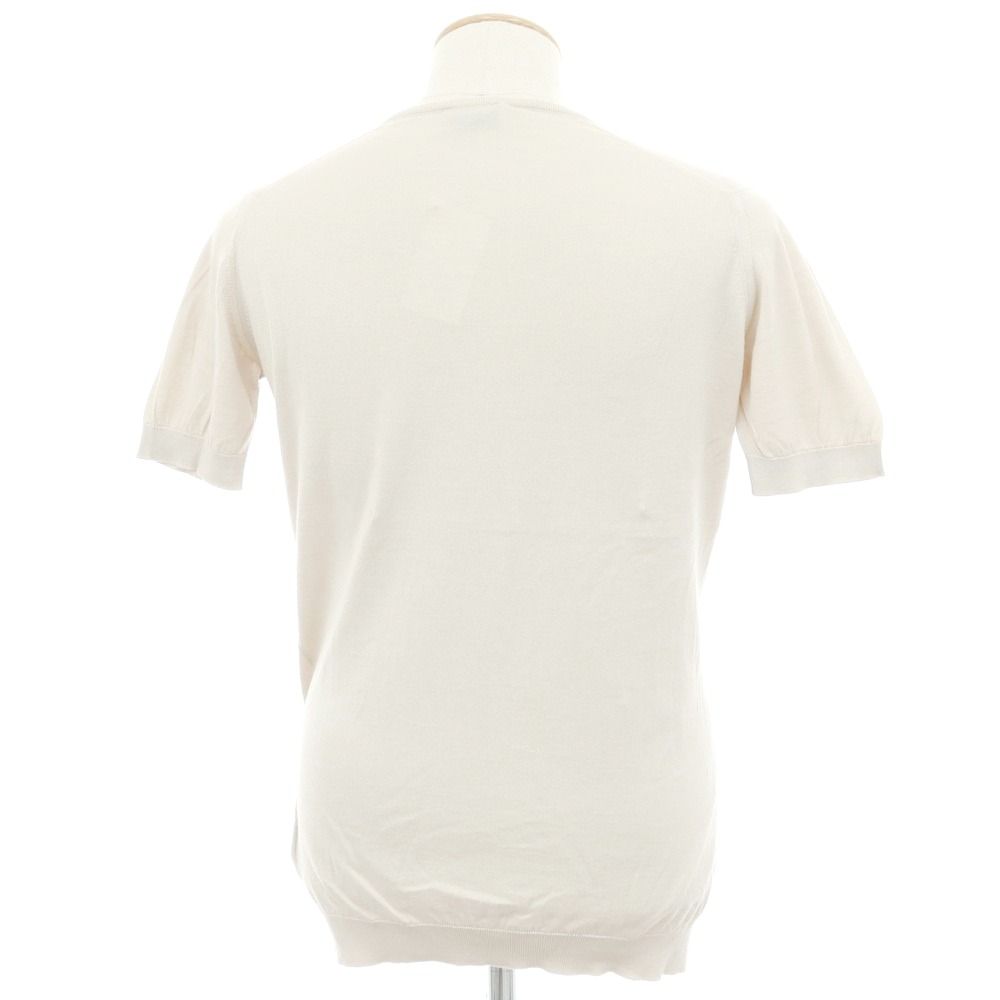 【中古】ジョンスメドレー JOHN SMEDLEY ハイゲージコットン 半袖Vネックニット グレージュ【サイズS】【メンズ】