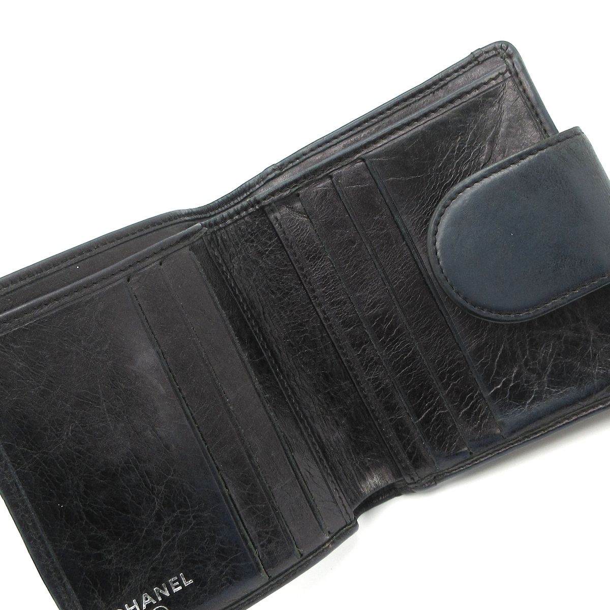 CHANEL(シャネル) 2つ折り財布 カンボンライン 黒 がま口/ココマーク