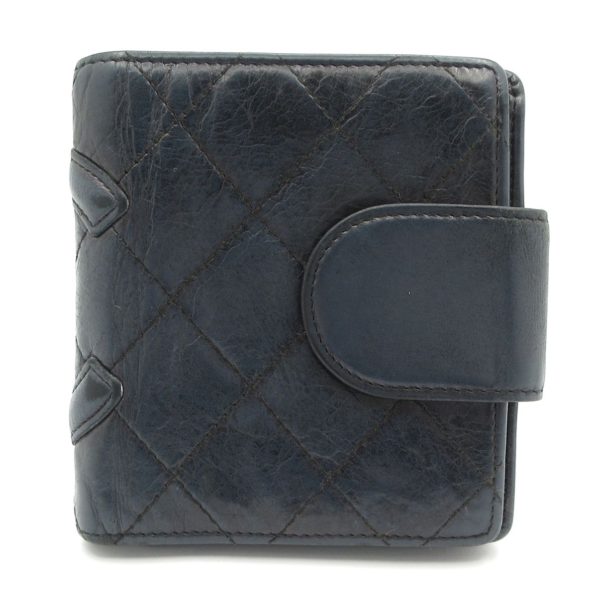 CHANEL(シャネル) 2つ折り財布 カンボンライン 黒 がま口/ココマーク