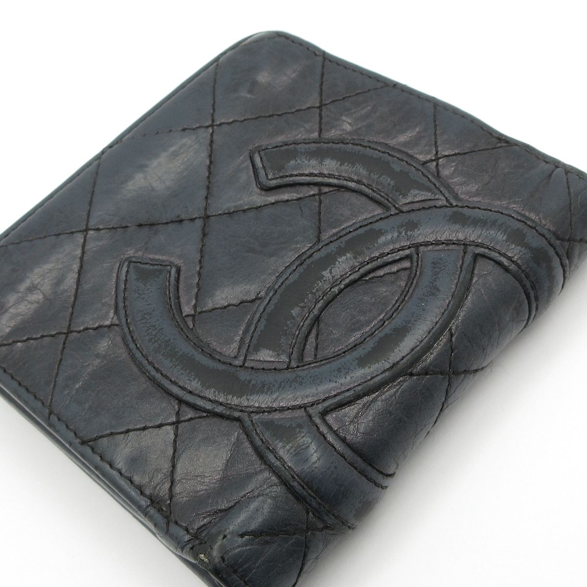 CHANEL(シャネル) 2つ折り財布 カンボンライン 黒 がま口/ココマーク