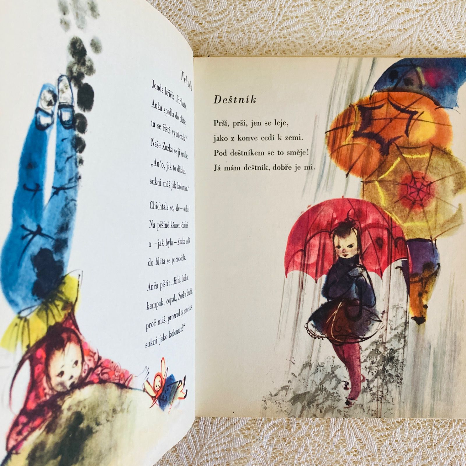 ミルコ・ハナーク挿絵の美しい絵本 チェコ語詩集 インテリア洋書・古書