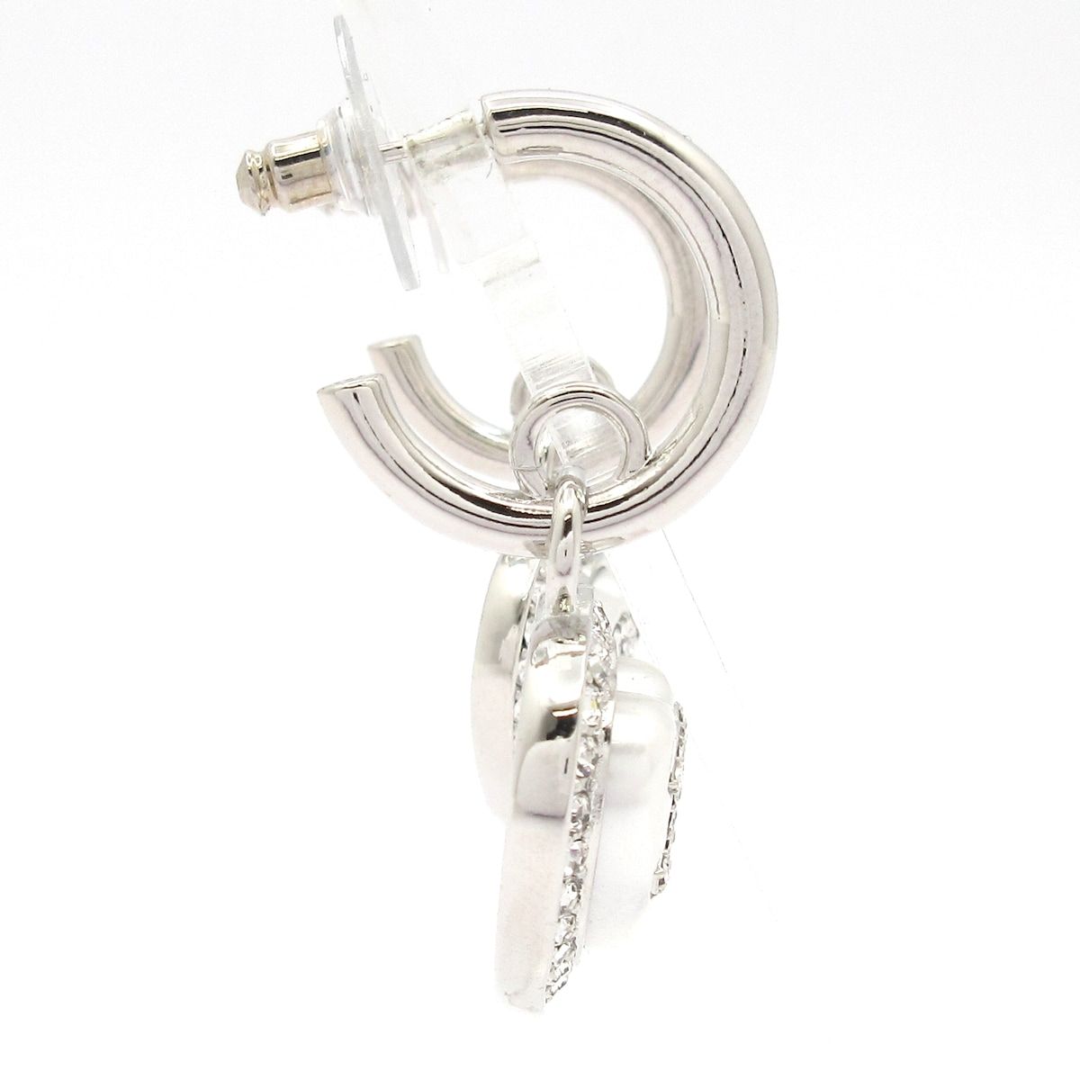 CHANEL(シャネル) ピアス美品 ココマーク シルバー×白 ハート - メルカリ