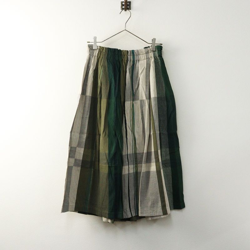 ＊美品＊タマキニイメ／ニカパンツ　チェック　パンツ タマキニイメ 玉木新雌 tamaki niime スーパーワイドパンツ 1 グリーン