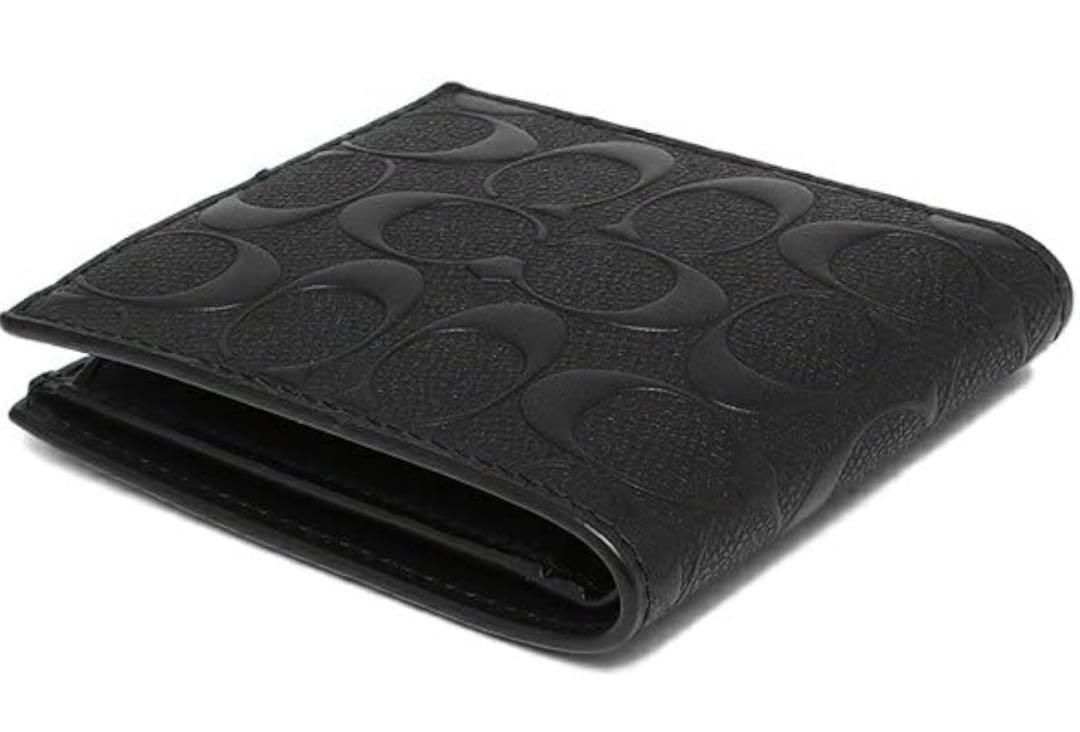 二つ折り財布 メンズ アウトレット COACH F75363 BLK ブラック [並行