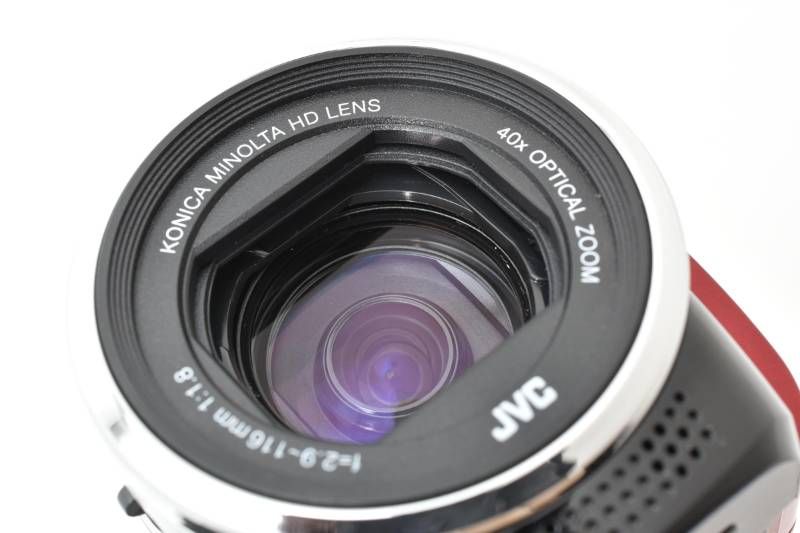 実用光学美品 箱あり】JVC Everio GZ-HM155 赤 レッド ビデオカメラ