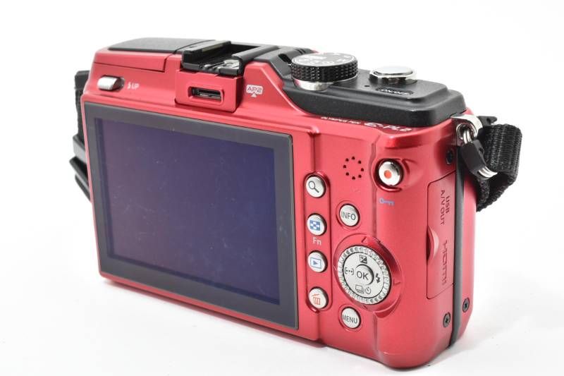 実用光学美品】Olympus オリンパス PEN E-PL2 ボディ 赤 レッド ミラー
