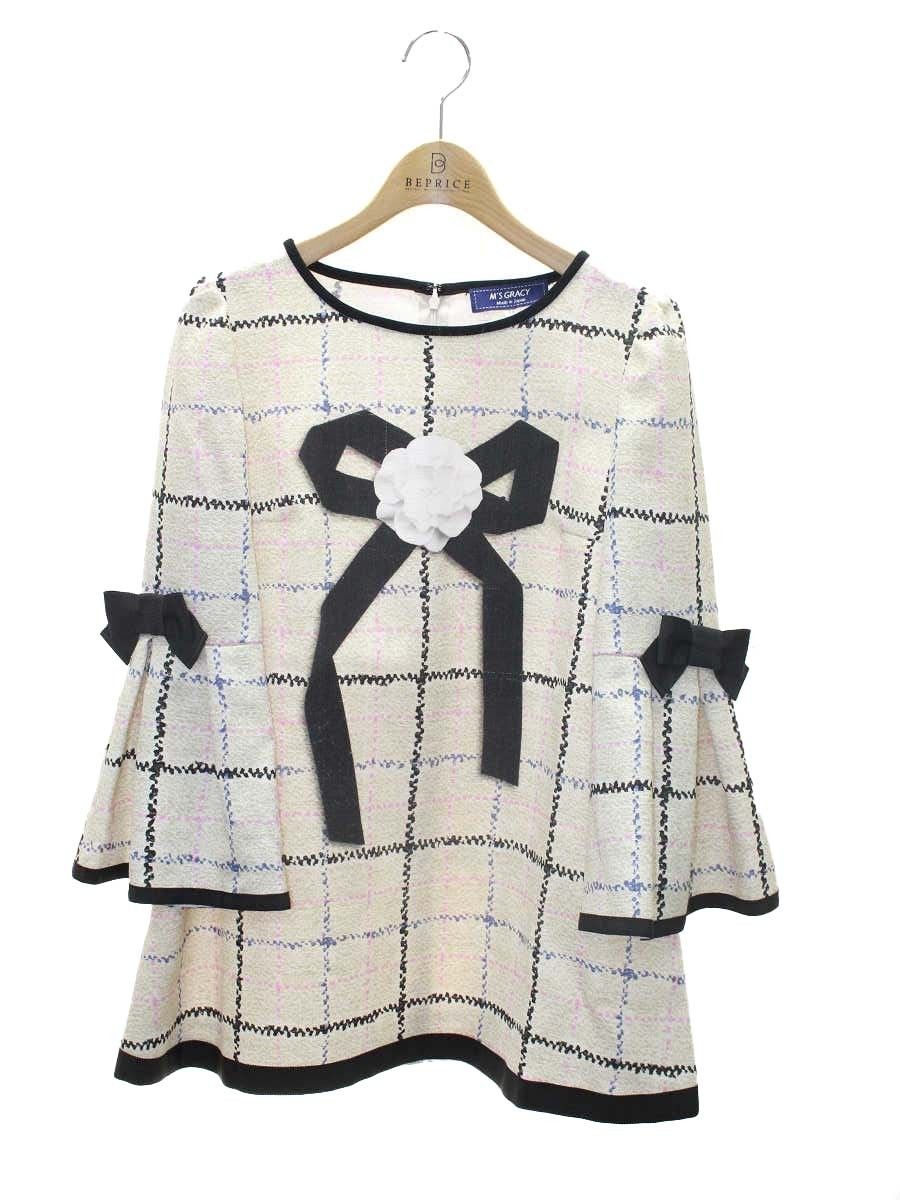 エムズグレイシー 910514 チュニック 38 ベージュ カメリア リボン