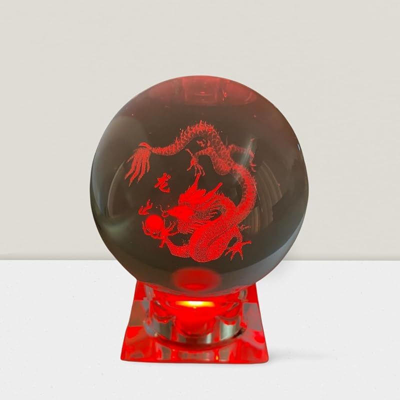 新品】 [TASFOT] 龍の置物 クリスタルボール 水晶玉 人工水晶 ドラゴン