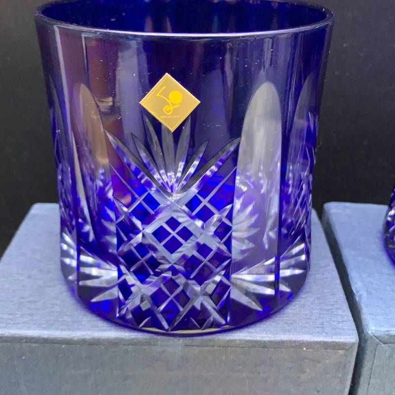 ♥ 江戸切子 セット ロックグラス オールドグラス 東京都伝統的工芸品 バイロン クラフト ロイヤルブルー
