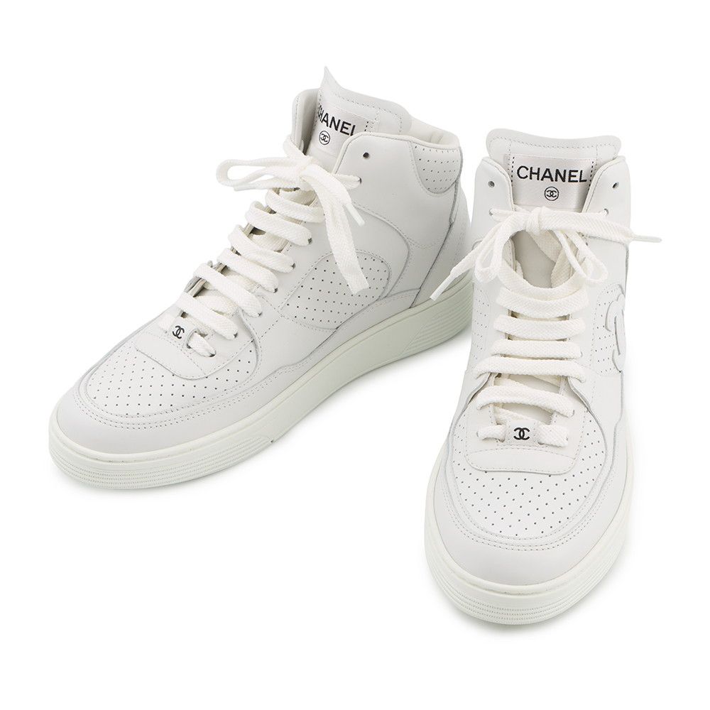 G*フ様 シャネル ハイカット スニーカー ココパール シャネル スニーカー ココマーク ハイカットスニーカー メンズサイズ41