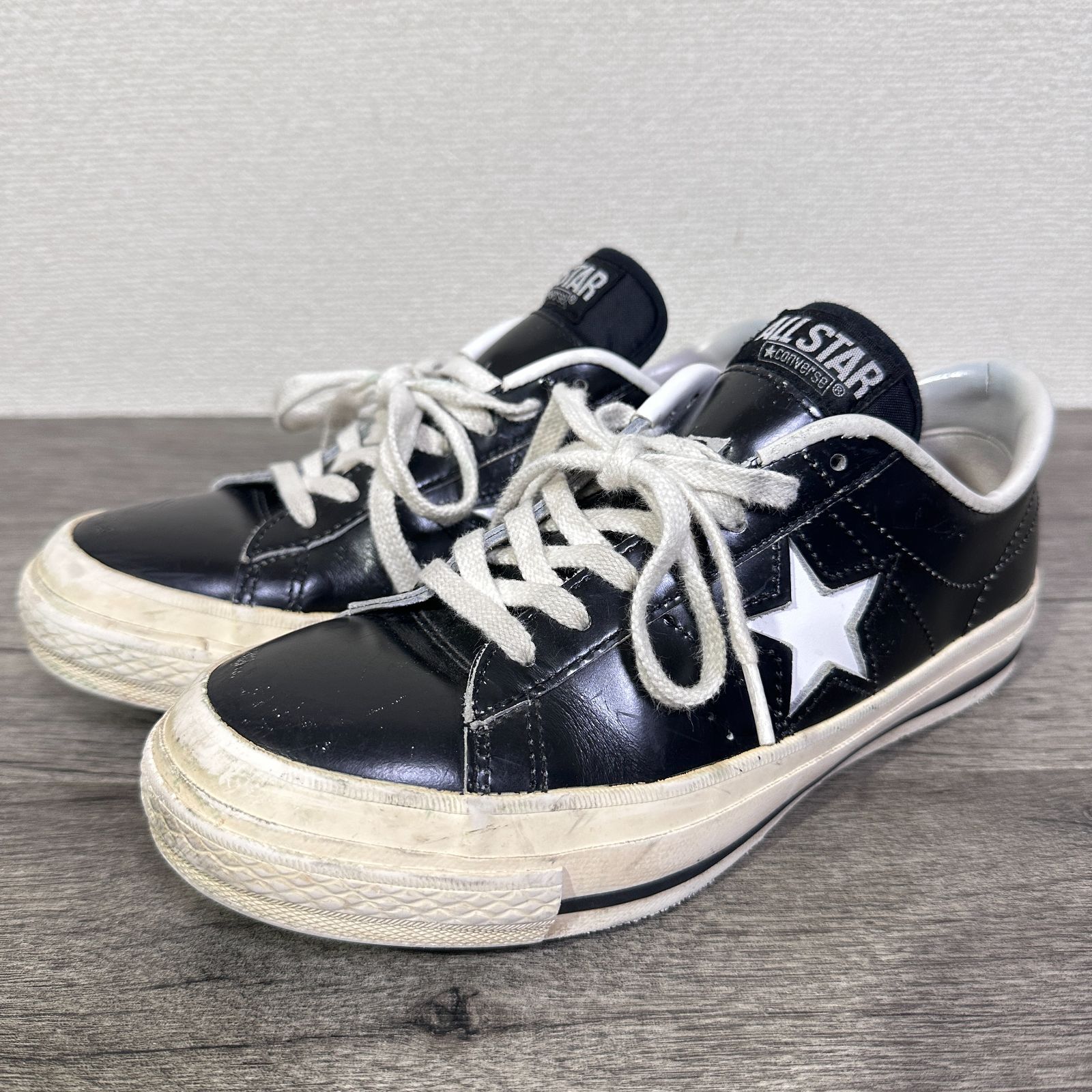 ワンスター 【美品•US9】コンバースワンスターJ日本製ブラックレザー J 