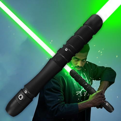 YDD ライトセーバー LED フォースFX 効果音 充電式ライトアップソード メタルヒルト マンキッズ用 ブラックヒルトーグリーンブレード po f 7 be 3 c 4 b