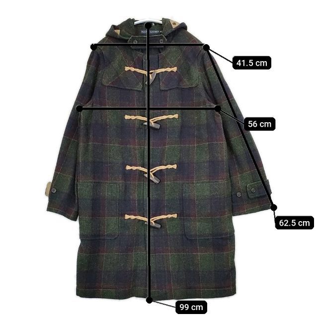 RALPH LAUREN　ラルフローレン　ダッフルコート　羊毛　アルパカ RALPH LAUREN チェック ウールアルパカ ダッフルコート グリーン