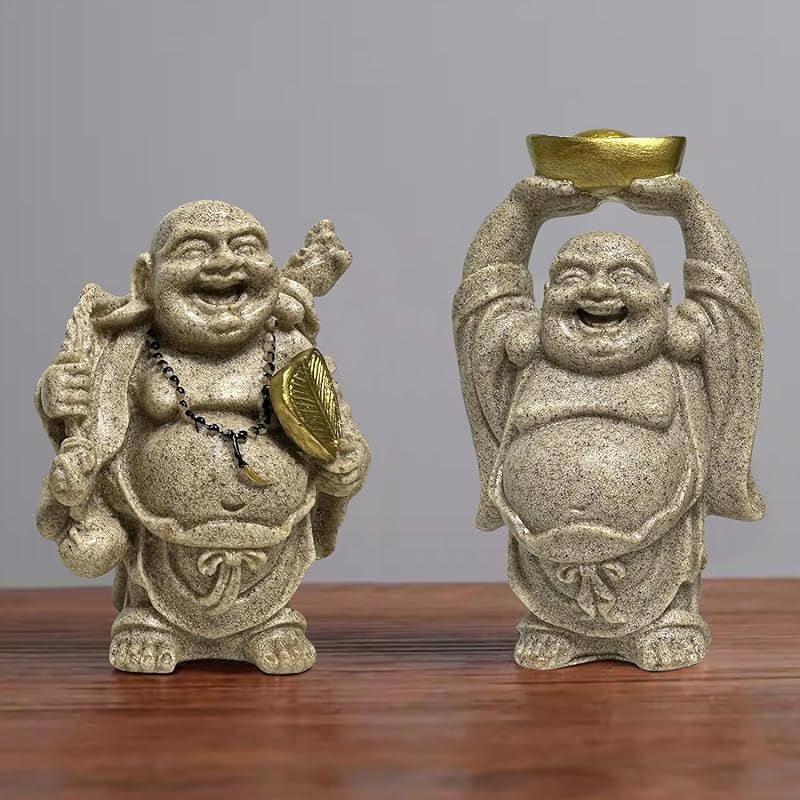 新品】 YUYAKESHI 布袋様 弥勒仏 弥勒菩薩 砂岩 風水グッズ 置物 金運