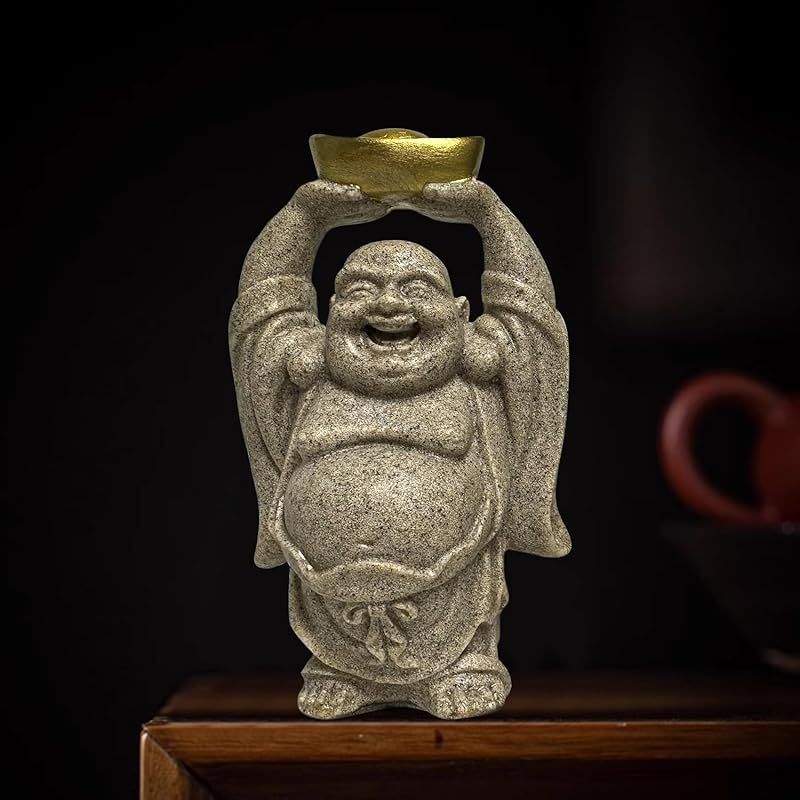 新品】 YUYAKESHI 布袋様 弥勒仏 弥勒菩薩 砂岩 風水グッズ 置物 金運