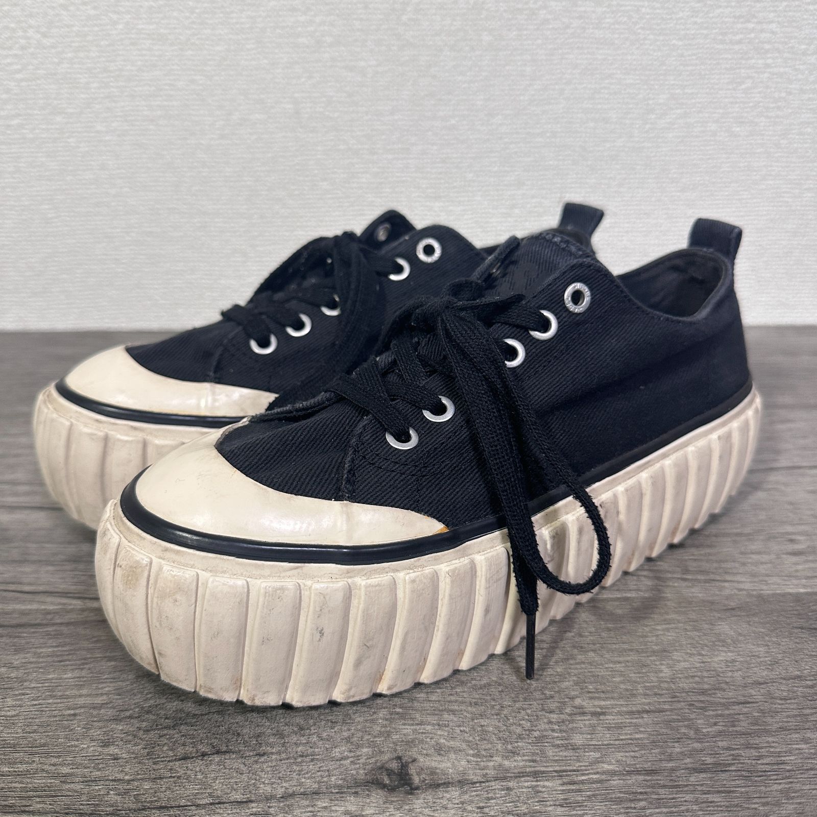 DIESEL S-HANAMI LOW X Y02969 PS416 デニム 厚底スニーカー 24.5cm 黒 