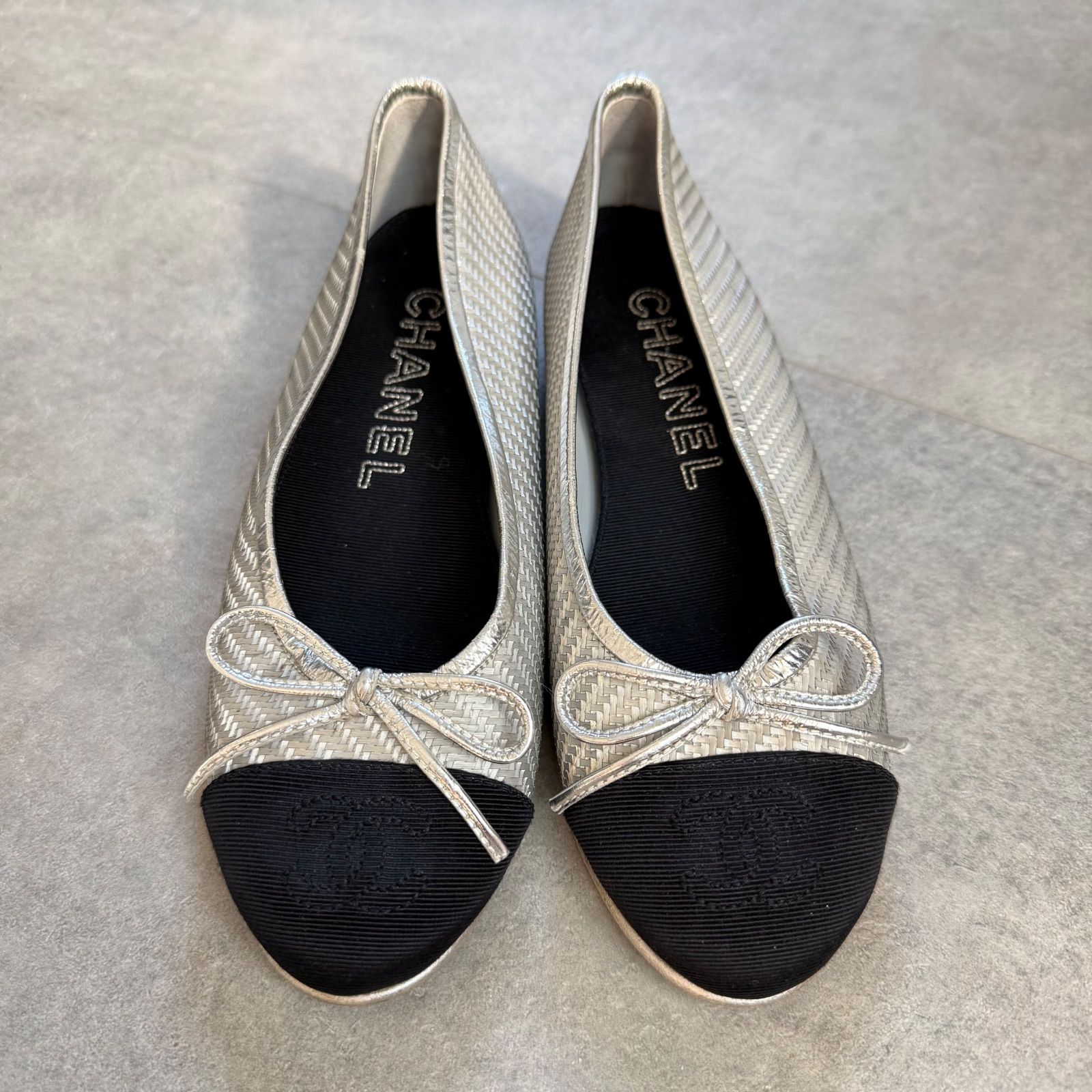 CHANEL シャネル ココマーク リボンバレエシューズ フラットシューズ