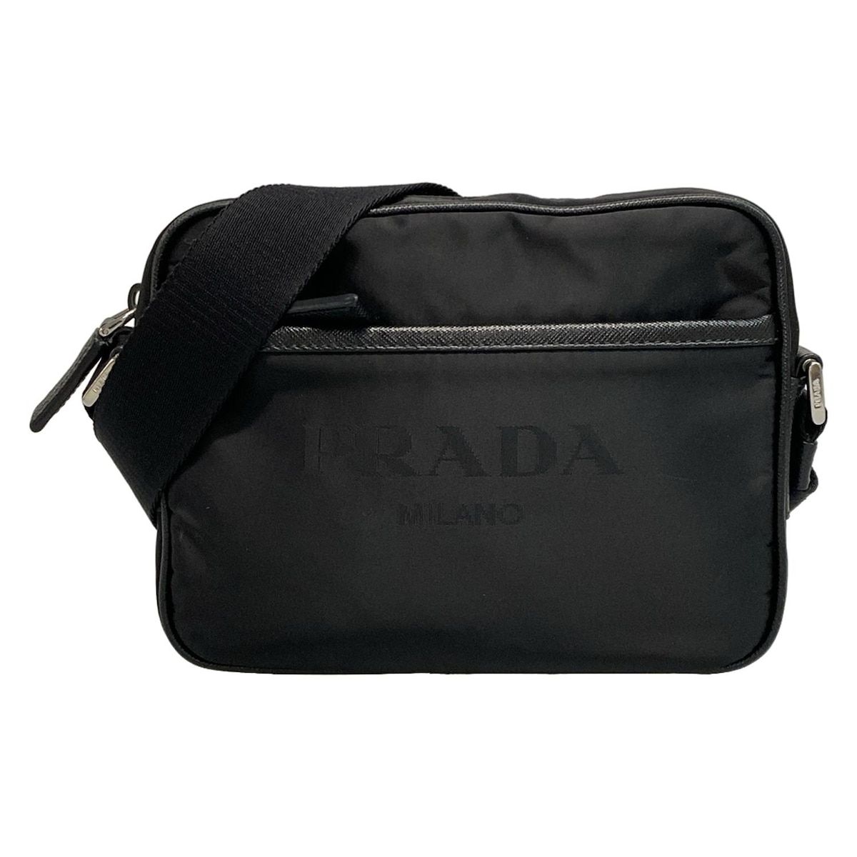 PRADA(プラダ) ショルダーバッグ - 2VH144 黒 Re-Nylon レザー - メルカリ