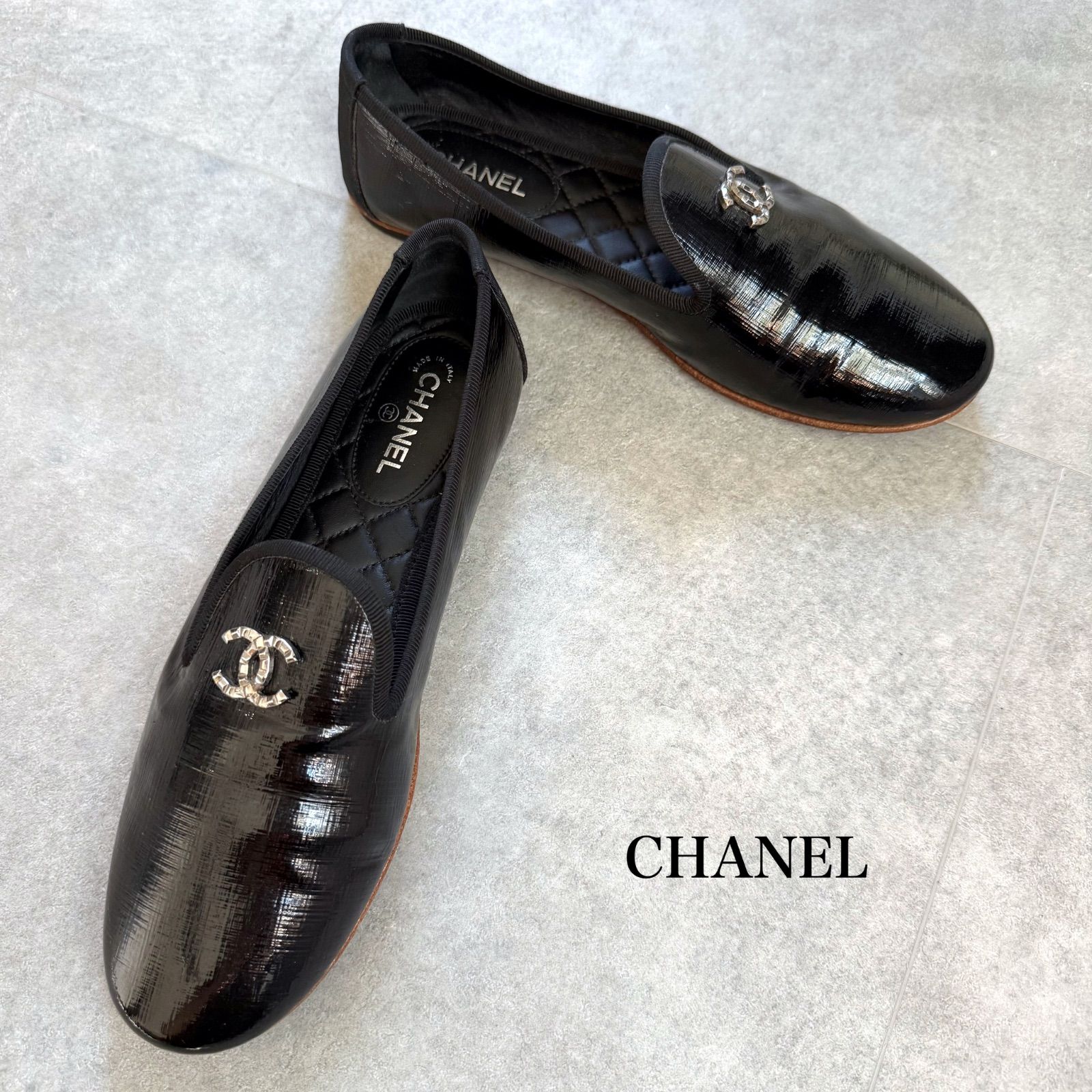 CHANEL シャネル ココマーク オペラシューズ パテントレザー ブラック