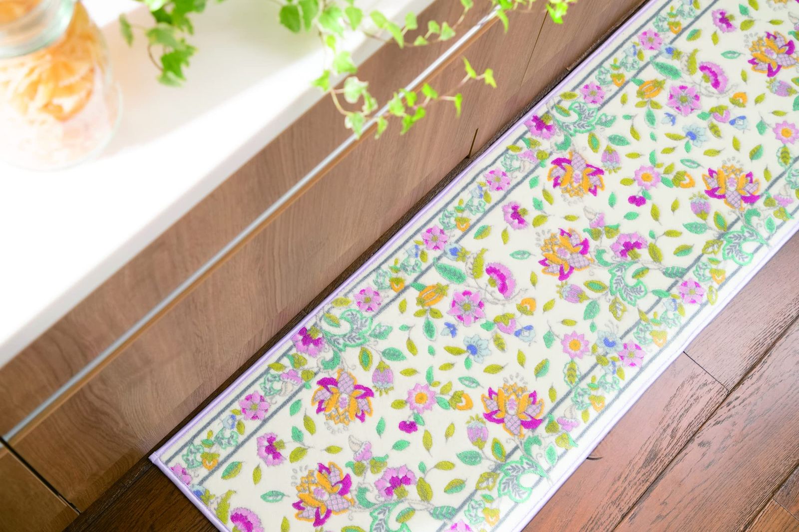 川島織物セルコン MINTON ミントン キッチンマット ハドンホ-ルボタニカル ピンク FT 1229