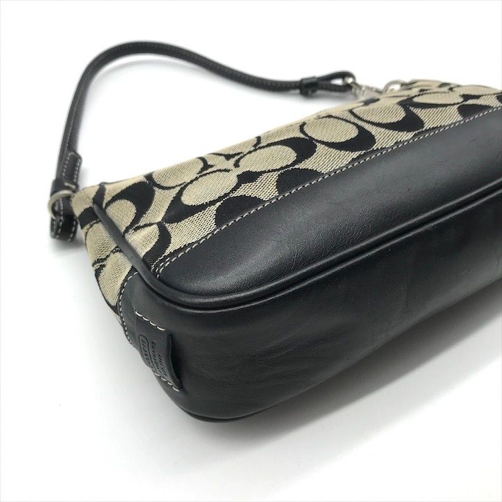 良品 COACH コーチ シグネチャー キャンバス レザー ミニ ポーチ