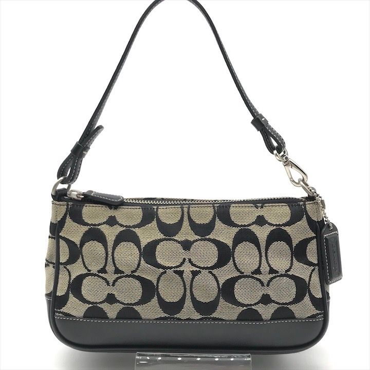 良品 COACH コーチ シグネチャー キャンバス レザー ミニ ポーチ