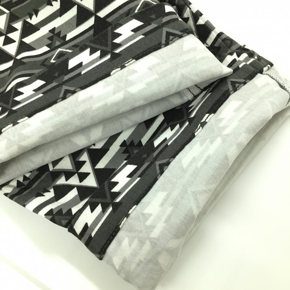 美品】ピン パンツ 白×グレー 幾何学模様 ロゴ刺しゅう メンズ L