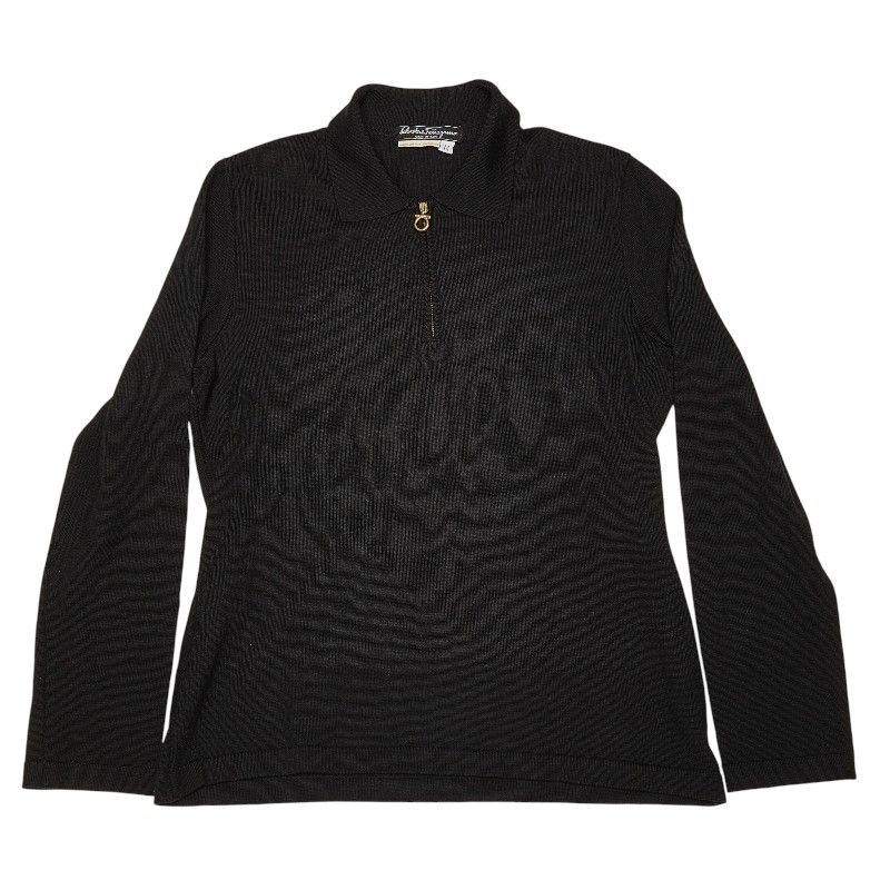 サルヴァトーレフェラガモ ガンチーニ ニットポロシャツ ハーフジップ