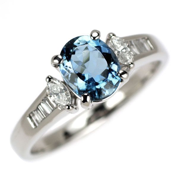Pt900 アクアマリン ダイヤモンド リング 1.16ct 0.32ct - メルカリ