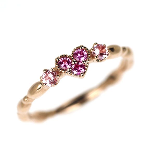 スタージュエリー K10PG ピンクサファイア リング ハート ピンキー
