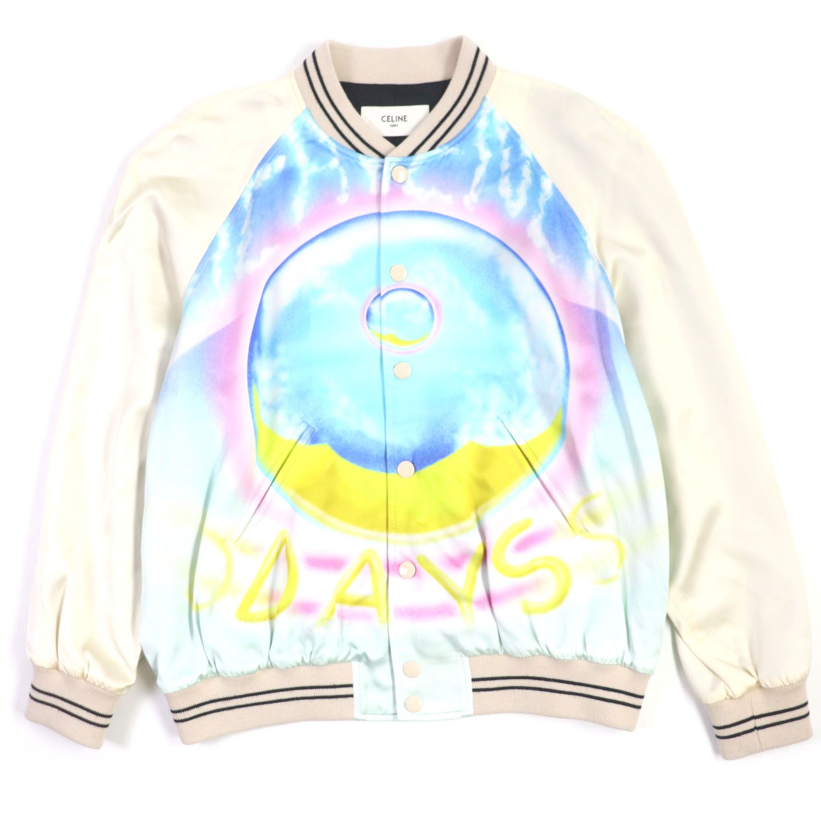 極美品▽CELINE セリーヌ 2V28H353Q Teddy Jacket With Satin Artist 