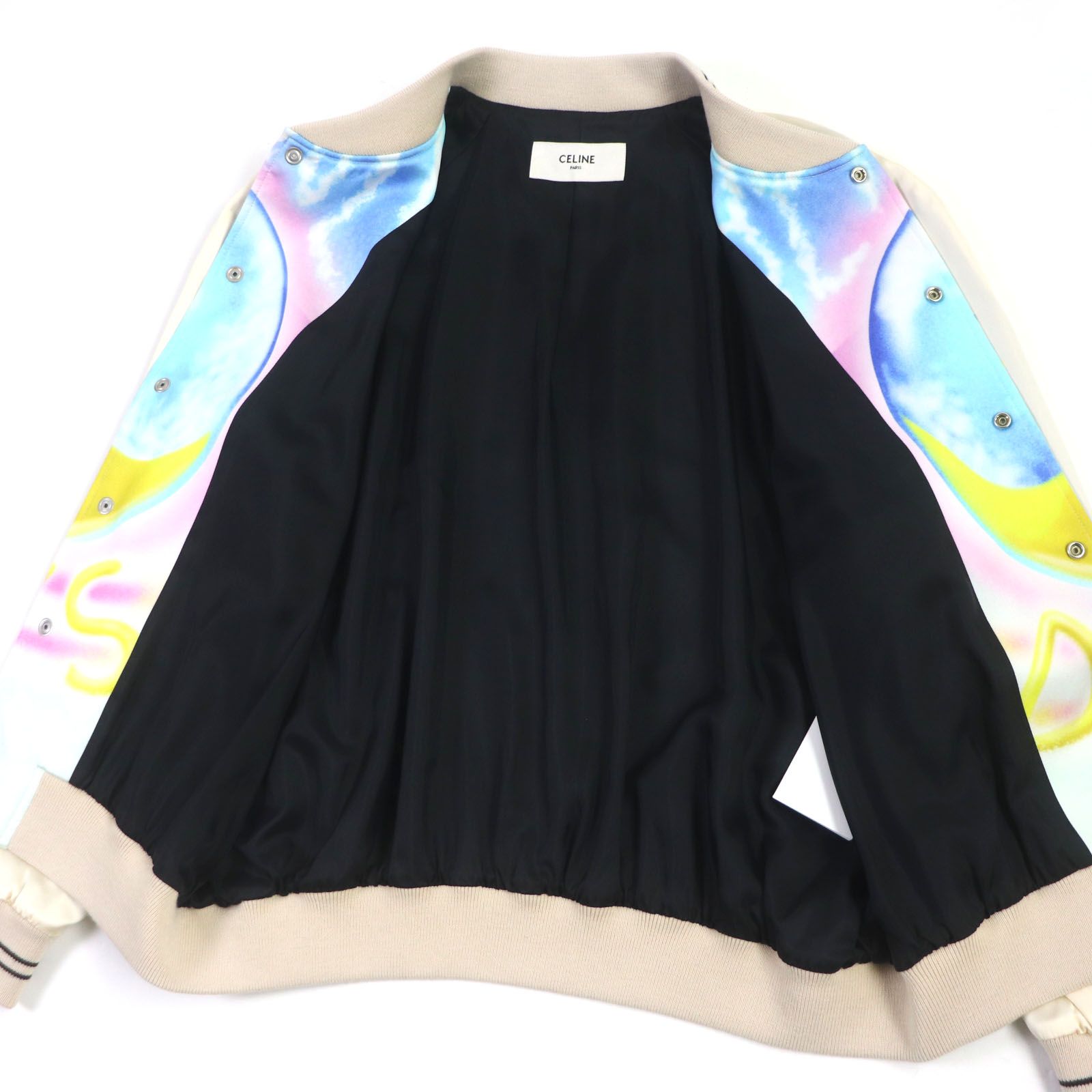 極美品▽CELINE セリーヌ 2V28H353Q Teddy Jacket With Satin Artist 