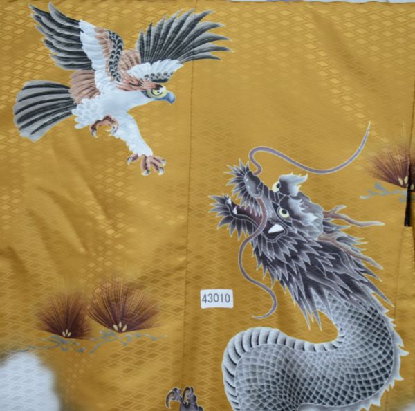 七五三 五歳 男児 羽織袴フルセット 着物 芥子色 龍柄 鷹 袴変更可能