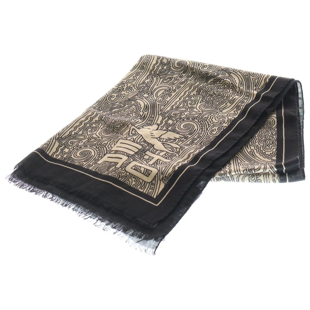 ETRO (エトロ) イタリア製 総柄 ウールシルクストール ブラック
