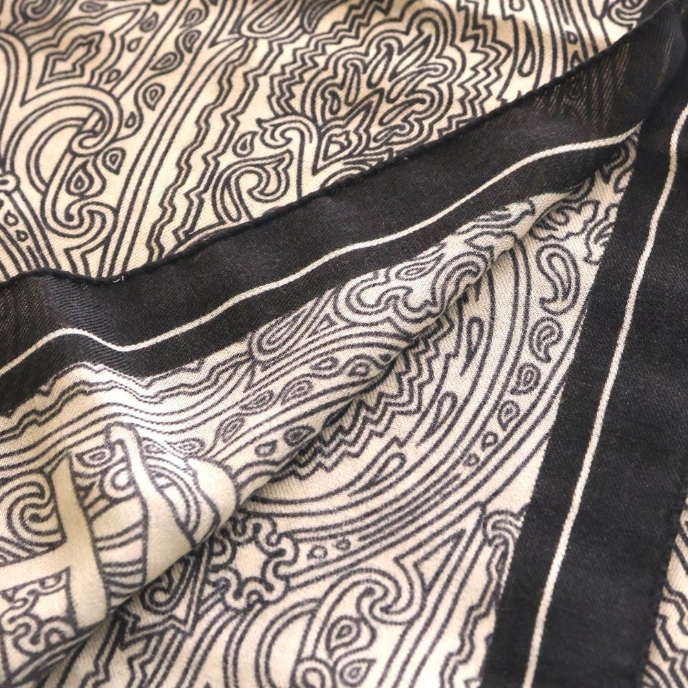 ETRO (エトロ) イタリア製 総柄 ウールシルクストール ブラック