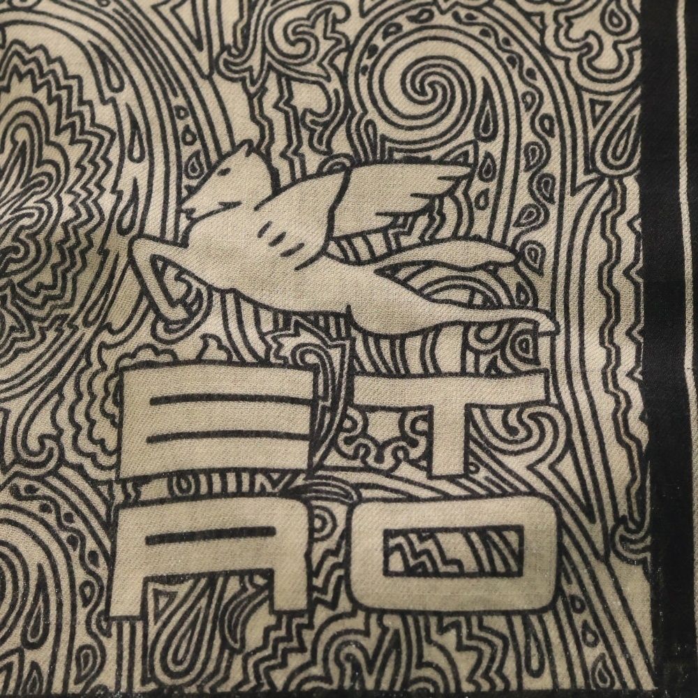 ETRO (エトロ) イタリア製 総柄 ウールシルクストール ブラック