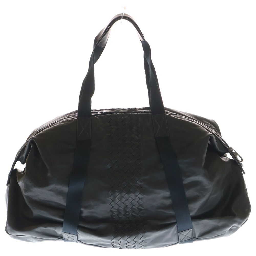 Bottega Veneta ブラックレザーボストンバッグ BOTTEGA VENETA (ボッテガヴェネタ) イントレチャート レザー ボストン