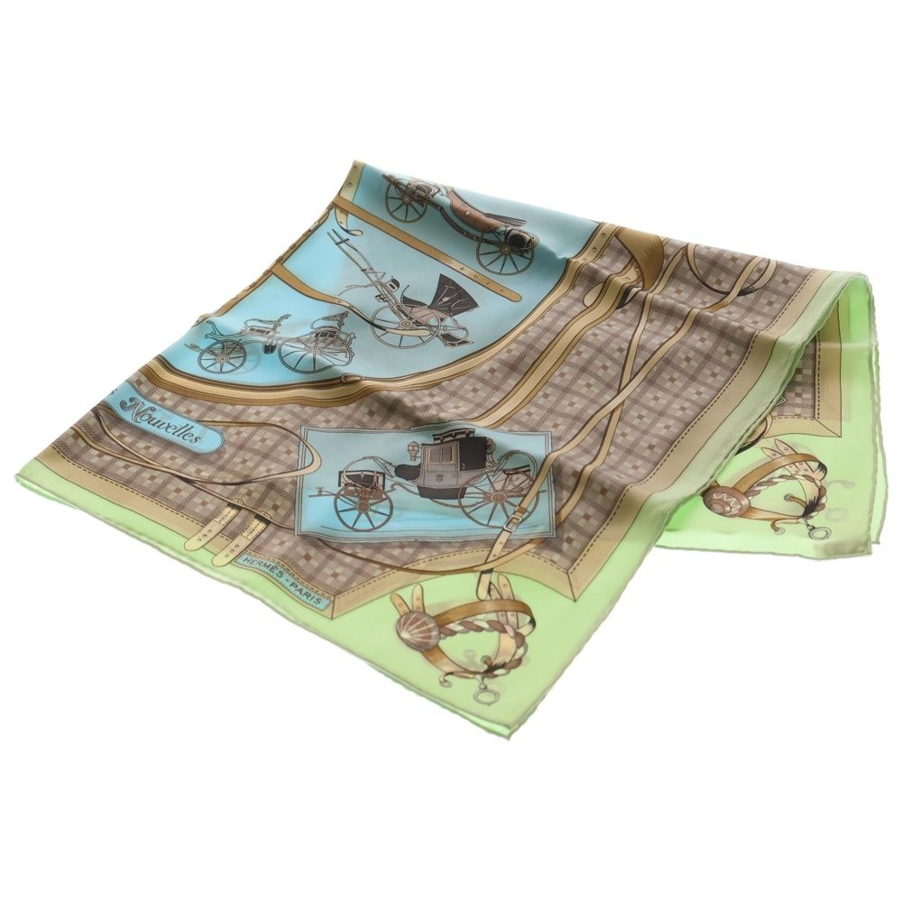HERMES (エルメス) カレ70 馬車の変遷 総柄 シルクスカーフ マルチ