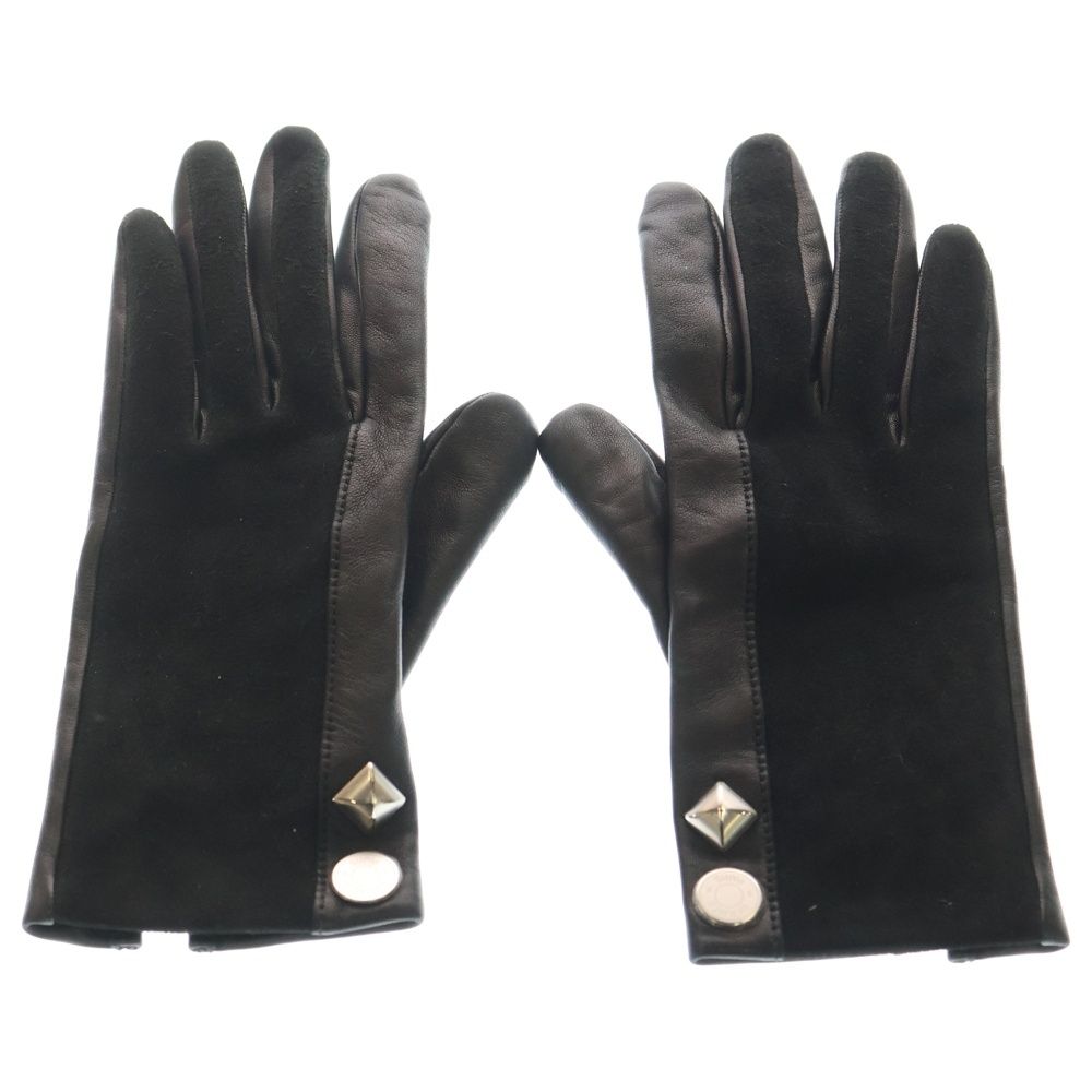 HERMES (エルメス) セリエボタン 手袋 レザーグローブ ブラック - メルカリ