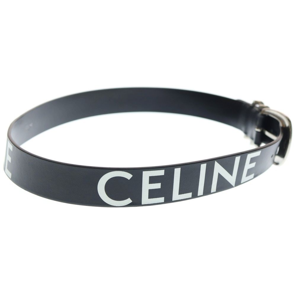 CELINE セリーヌ ロゴプリント レザー ウエスタン ベルト ブラック S-NE-0212 CELINE (セリーヌ) ロゴプリント レザー ウエスタン ベルト ブラック S