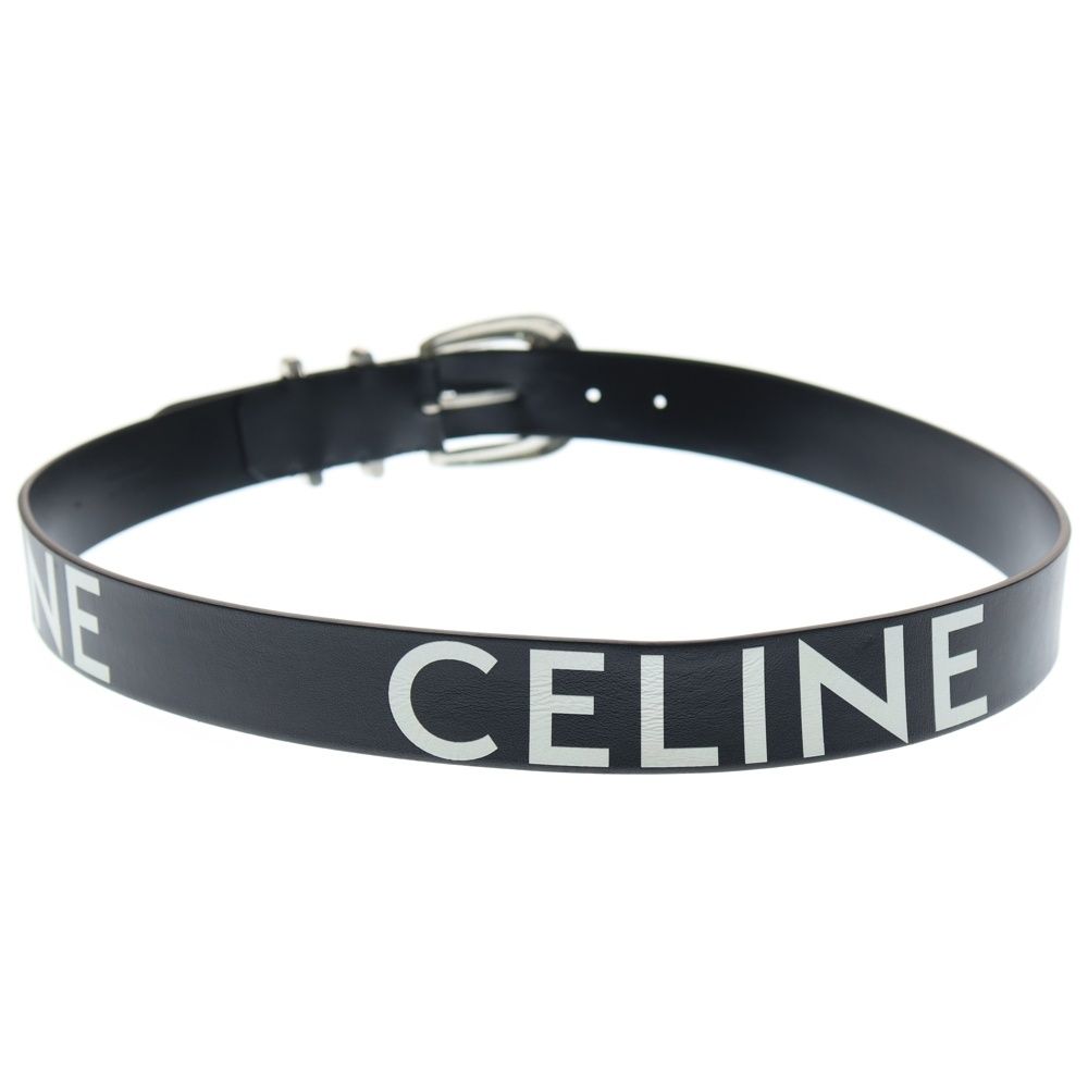 CELINE (セリーヌ) ロゴプリント レザー ウエスタン ベルト ブラック S