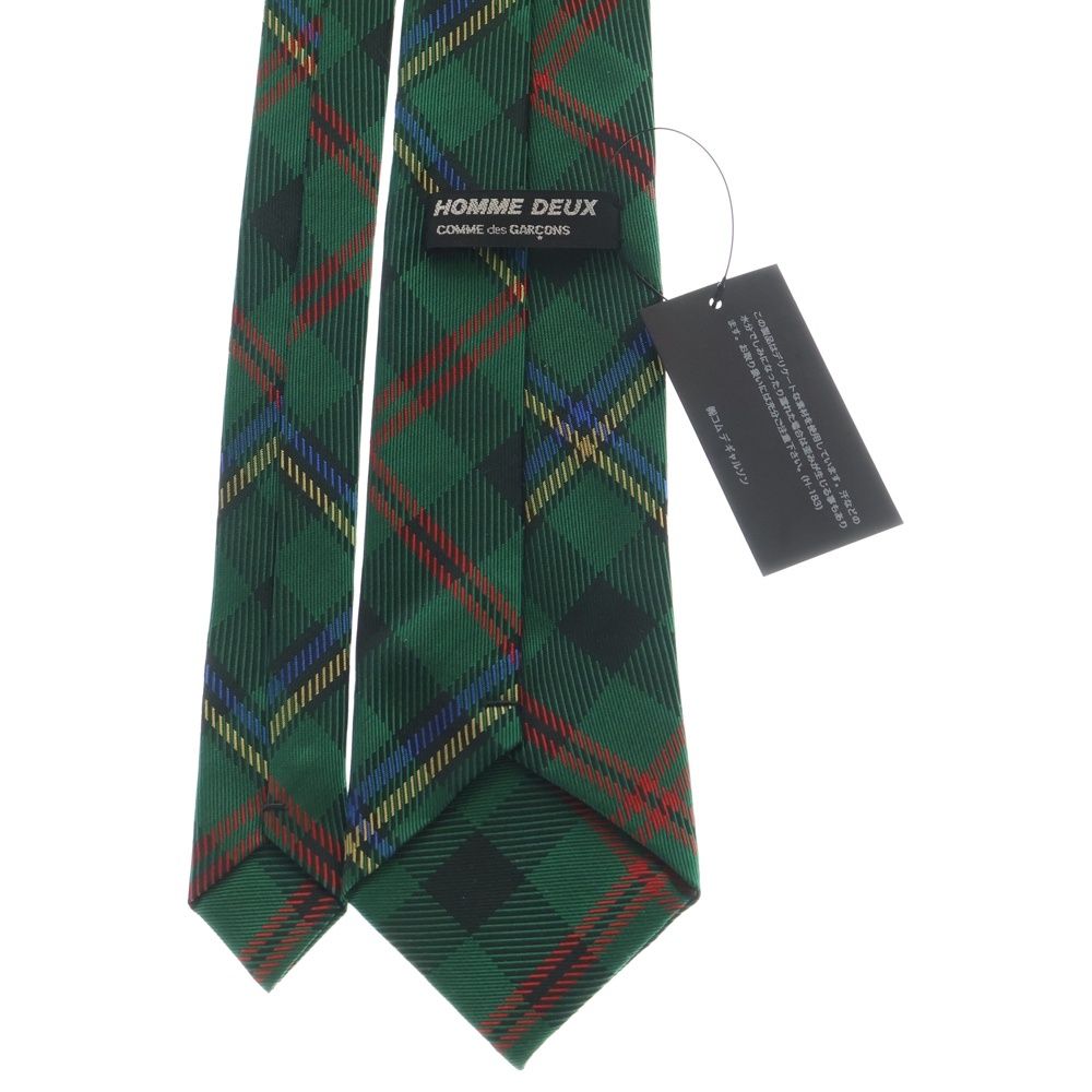 美品■コムデギャルソン　オムドゥ　ネクタイ　グリーン系　シルク100% COMME des GARCONS HOMME DEUX (コムデギャルソン オムドゥ) チェック