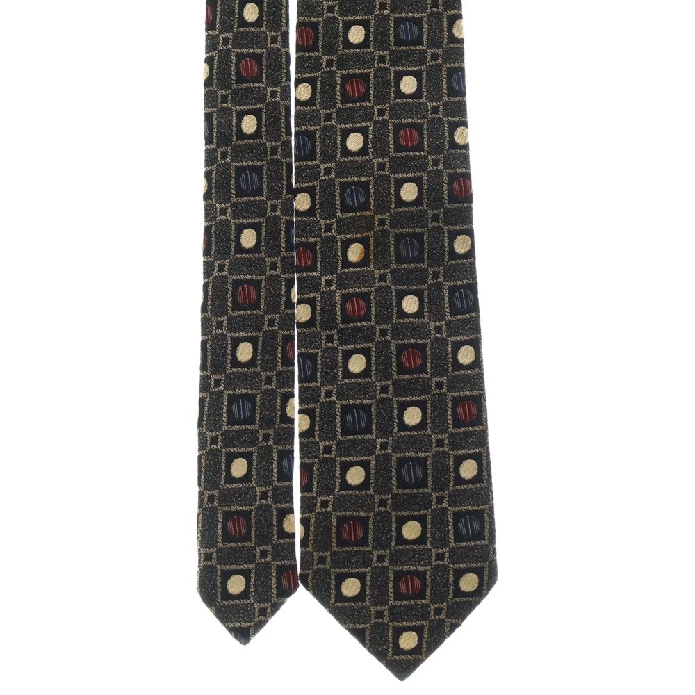 コムデギャルソン 高級シルクネクタイ 総柄 ダークブラウン COMME des