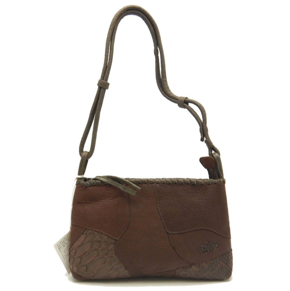 IBIZA イビサ 2WAY パッチワーク ショルダーバッグ パイソンxレザー