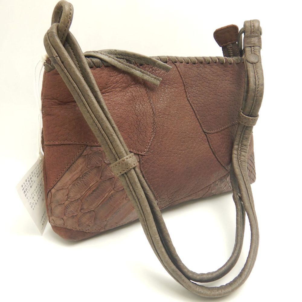 IBIZA イビサ 2WAY パッチワーク ショルダーバッグ パイソンxレザー